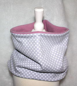 ♥ Loop rundgenäht Sterne grau / altrosa Fleece Gr. 52 ♥