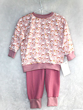 ♥ Oversized Basic Langarmshirt mit passender Hose Schwäne Gr. 80 ♥