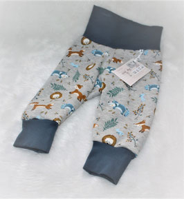 ♥ Babyhose Alpenfleece Waldtiere grau Bund blau verschiedene Größen ♥