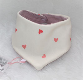 ♥ Herbst / Winter Halstuch Alpenfleece Herzen creme rosa / Musselin altrosa  ♥