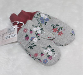 ♥ Daumenhandschuhe Alpenfleece Blumen grau Wunschgröße ♥
