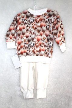 ♥ Oversized Basic Langarmshirt mit passender Hose 3-D Pferde Gr. 74 ♥