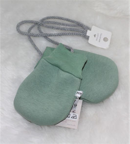 ♥ Baby Fäustlinge gefüttert altgrün uni Wunschgröße mit Kordel ♥