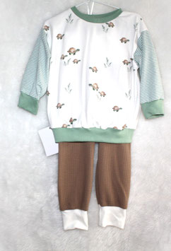 ♥ Oversized Basic Langarmshirt mit passender Hose Schildkröte mit Arm gestreift Gr. 86 ♥