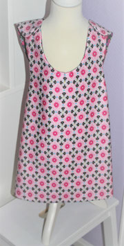 ♥ Schürzenkleid Blumen rosa Muster / Blumen grau pink Gr. 98 ♥
