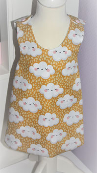 ♥ Schürzenkleid Wolken gelb / grau Punkte Wunschgröße ♥