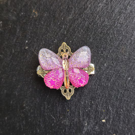 Haarklammer Schmetterling weiß/rosa