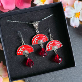 Set silber Fächer rot