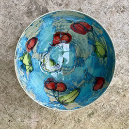 bowl-medium cherry on teal made to order