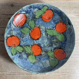 bowl-large clementine on teal made to order
