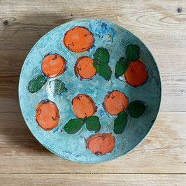 bowl-large clementine on teal