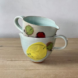 jug- round lemon or cherry on duck egg blue made to order