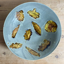 bowl-large stone with autumn leaf