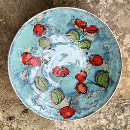 bowl-large cherry on teal made to order