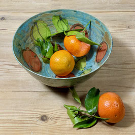 bowl-medium clementine on teal made to order