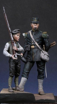 Figurines Chasseur à pieds 1870 & enfant (Réf.FH003)