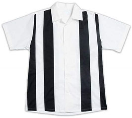 50s Bowling Shirt white with black lines THOMAS
