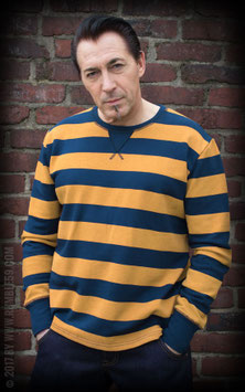 Sweatshirt - gestreift blau/senf