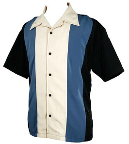 Rockabilly Bowling Shirt GARY black/blue