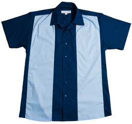 50s Retro Bowling Shirt Roger navy/light blue