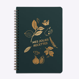 Cahier de recettes "Mes jolies recettes" vert sapin