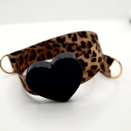 iLov Armband Leopard mit schwarzem Herz