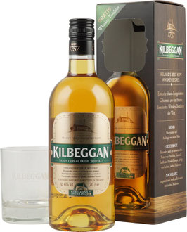 Kilbeggan Irish Whisky med Glas 0,7l 40%