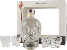 CRYSTAL HEAD I GAVEÆSKE MED 4 SHOTS GLAS