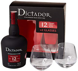 DICTADOR 12 YO RUM + GLASSES 0,70L (40% VOL.)