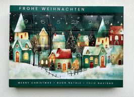 Adventkalender GRÜN PRALINE nach Wahl L/B/H 24x3x17cm