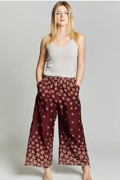 Pantalone con Fantasia Floreale - PRM35 Bordeaux