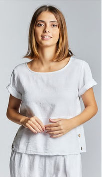 Maglia Lino/Cotone con Bottoni MLC1 - Bianco