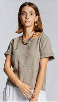 Maglia Lino/Cotone con Bottoni MLC1 - Fango