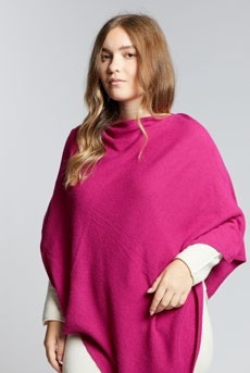 PONCHO MISTO CASHMERE  Ciclamino