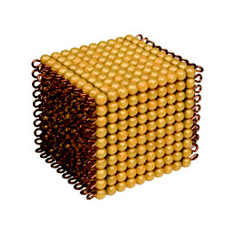 Goldkubus, 10 x 10 x 10 goldene Perlen - Lose Perlen (Kunststoff)