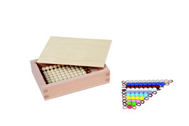 Kasten mit farbiger Perlentreppe und Zehnerstäbchen - Lose Perlen (1 Satz - Glas)
