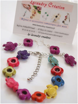 Bracelet FLEURS de TORTUES multicolores en pierre naturelle