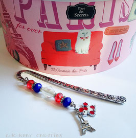 Marque Pages I LOVE PARIS, La parisienne , Tour eiffel, bleu blanc rouge