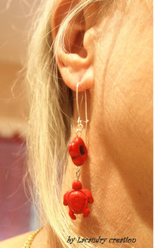 Boucles d'oreilles TORTUE, pop en pierre rouge