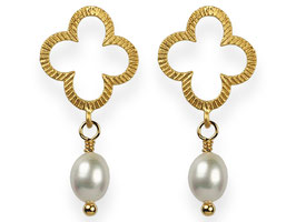 Luxury Klee Ohrstecker Vergoldet Perle