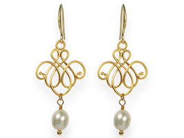 Luxury Jugendstil Ohrringe Vergoldet Perle