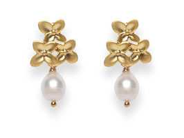 Luxury Ohrstecker Kirschblüten Vergoldet Perle