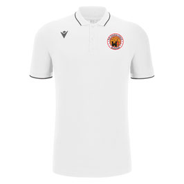 MACRON Comedy Eco Polo-Shirt weiß mit kleinem TuS Zülpich Logo und Wunschname