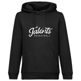 Hoodie schwarz mit großem Talents Schriftzug Logo und Wunschname auf dem Rücken