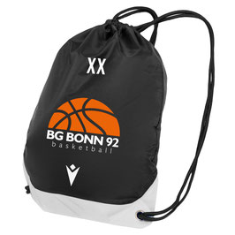 MACRON Campus Gymsack schwarz mit großen BG Bonn Logo und Wunschinitialen/Wunschname