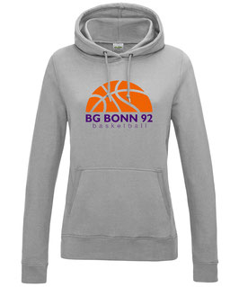 Hoodie Damen grau mit BG Bonn Basketball Logo und Wunschnamen
