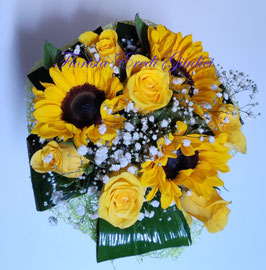 Bouquet girasoli e rose gialle