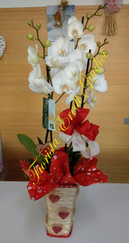 Pianta di Phalaenopsis con vaso in vimini con cuori
