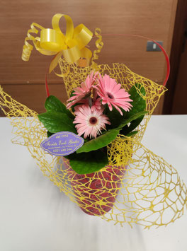 Pianta di Gerbera disponibile in vari colori con borsetta coi cuori