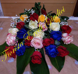Mazzo con 25 rose colorate(cm70)